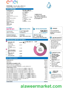 Italy Enel Energia business utility bill template in Word and PDF formats
